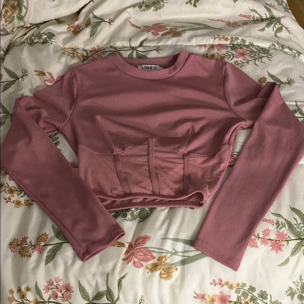 Love Brand Ribbed Pink Crop Top
